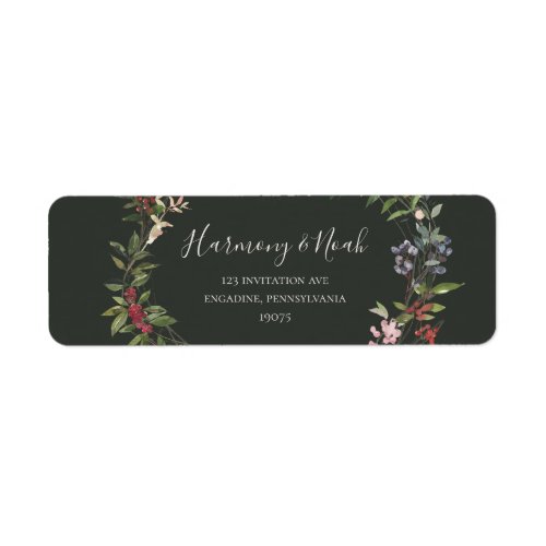 Holiday Chic Botanical  Dark Green Return Address Label