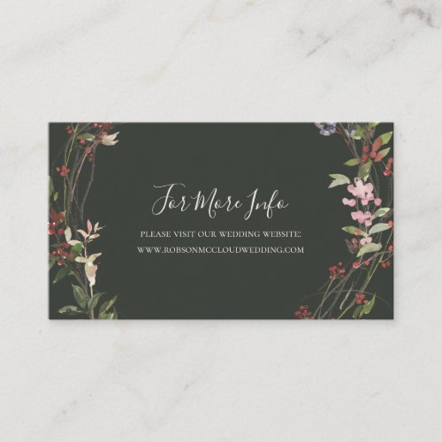 Holiday Chic Botanical  Green Wedding Website Enclosure Card