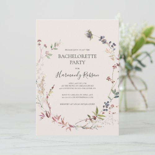 Holiday Chic Botanical  Ivory Bachelorette Party Invitation