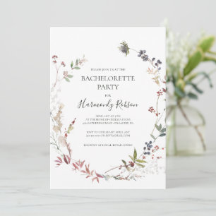 Holiday Chic Botanical   White Bachelorette Party Invitation