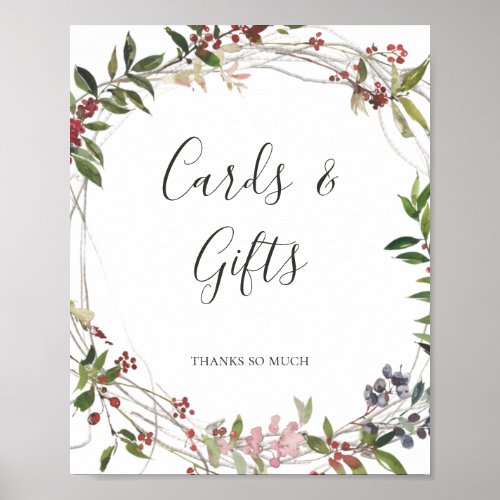 Holiday Chic Botanical  White Cards and Gifts Poster