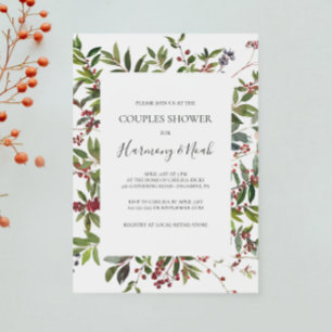 Holiday Chic Botanical White Couples Shower Invi Invitation