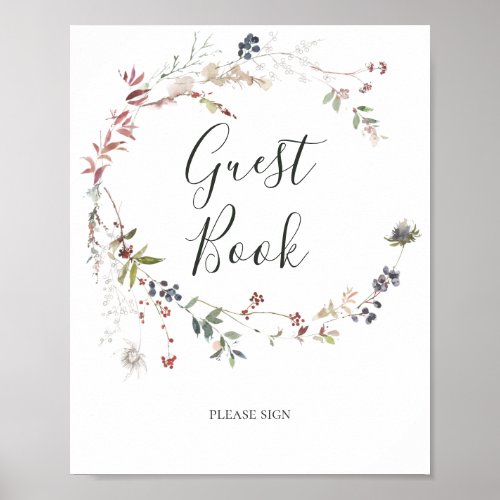 Holiday Chic Botanical  white Guest Book Sign