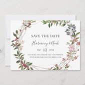 Holiday Chic Botanical | White Horizontal Save The Date (Front)