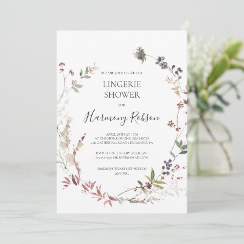 Holiday Chic Botanical  White Lingerie Shower Invitation