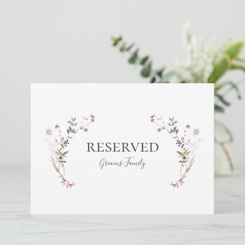Holiday Chic Botanical  White Reserved Sign
