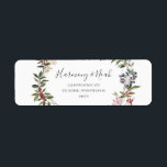 Holiday Chic Botanical | White Return Address Label<br><div class="desc">This holiday chic botanical | white return address label is perfect for your rustic, whimsical winter wedding. Designed with boho Christmas watercolor greenery, including red holly berries and simple green leaves. The classic bohemian December floral is another design feature that will complete the theme you're looking for. You can personalize...</div>