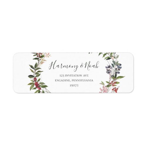 Holiday Chic Botanical  White Return Address Label