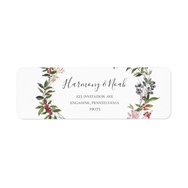 Holiday Chic Botanical | White Return Address Label (Front)
