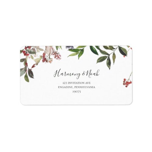 Holiday Chic Botanical White RSVP Address labels 