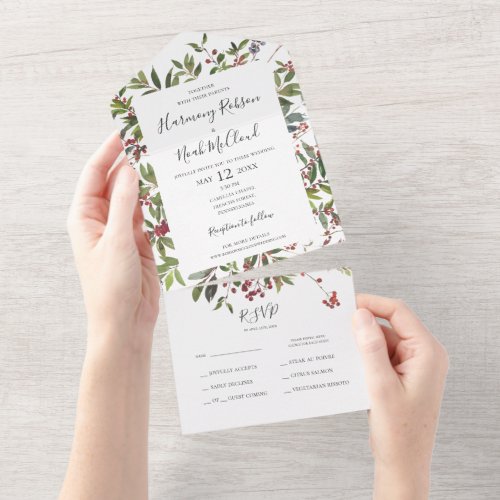 Holiday Chic Botanical  White Seal And Send All In One Invitation