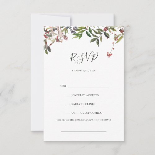 Holiday Chic Botanical  White Song Request RSVP Card