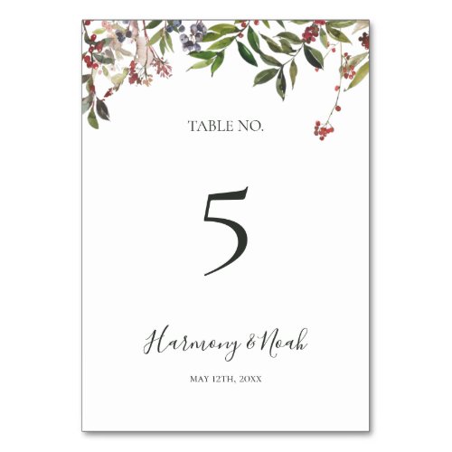 Holiday Chic Botanical  White Table Number