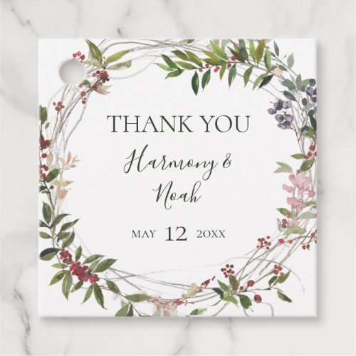 Holiday Chic Botanical  White Thank You Favor Tags