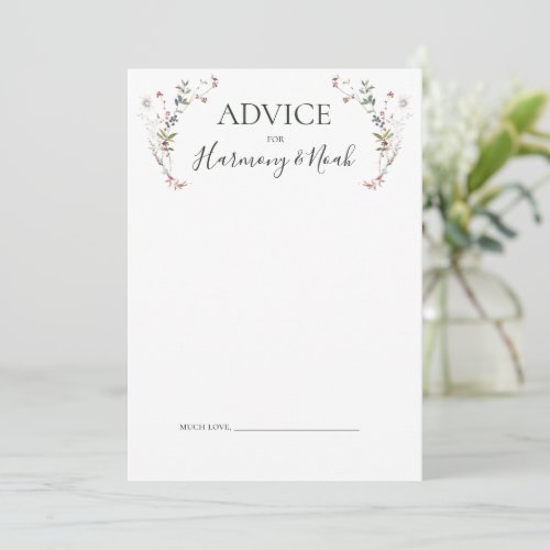 Holiday Chic Botanical  White Wedding Advice Card