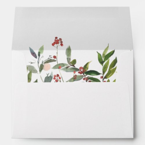 Holiday Chic Botanical  White wedding invitation Envelope