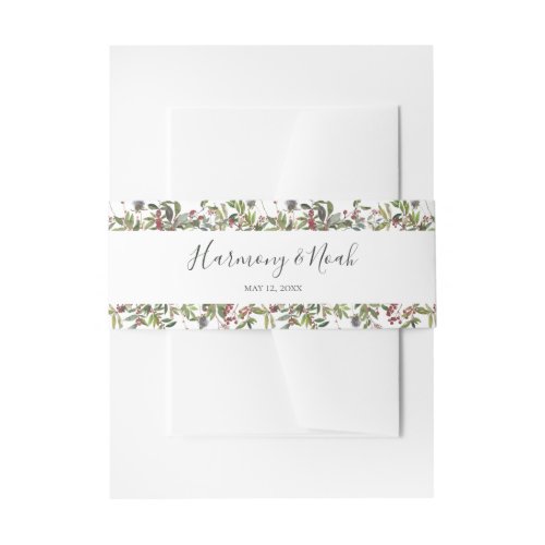 Holiday Chic Botanical  White Wedding Invitation  Invitation Belly Band