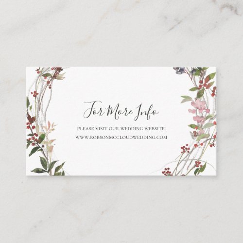 Holiday Chic Botanical  White Wedding Website Enclosure Card