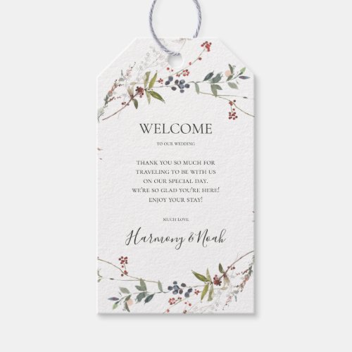 Holiday Chic Botanical  White Wedding Welcome Gift Tags