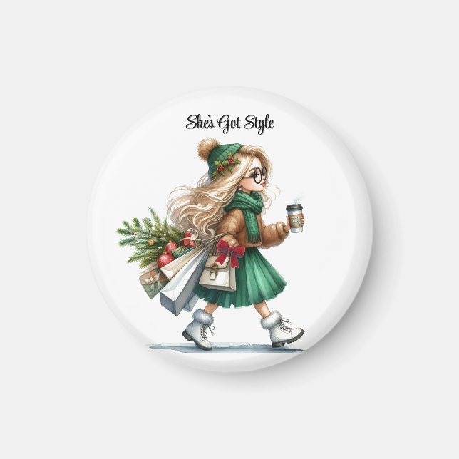 Holiday Chic Stylish Blond Fashion Personalized  Magnet (Front)