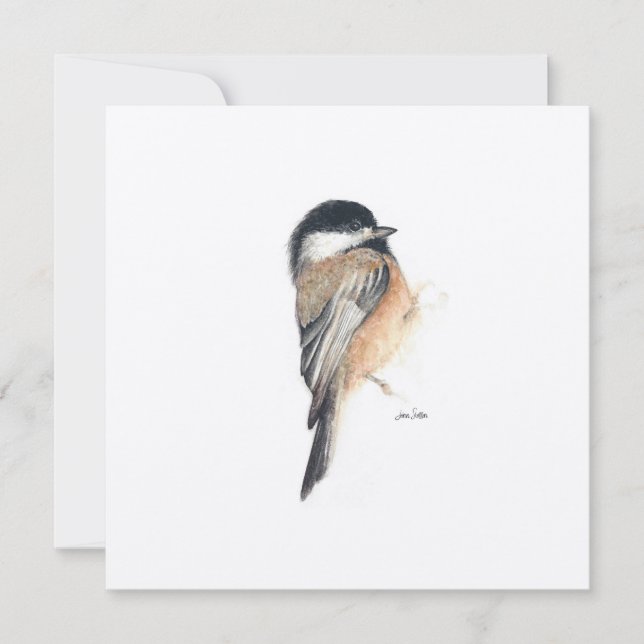 Holiday Chickadee Painting Watercolor Card (Front)
