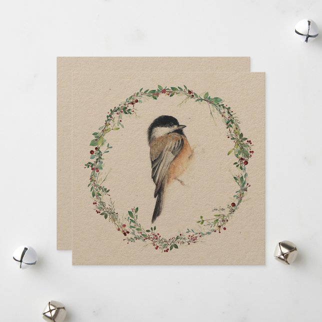 Holiday Chickadee Watercolor Painting Card (Holiday Chickadee Watercolor Painting from Jenn's Emporium.)
