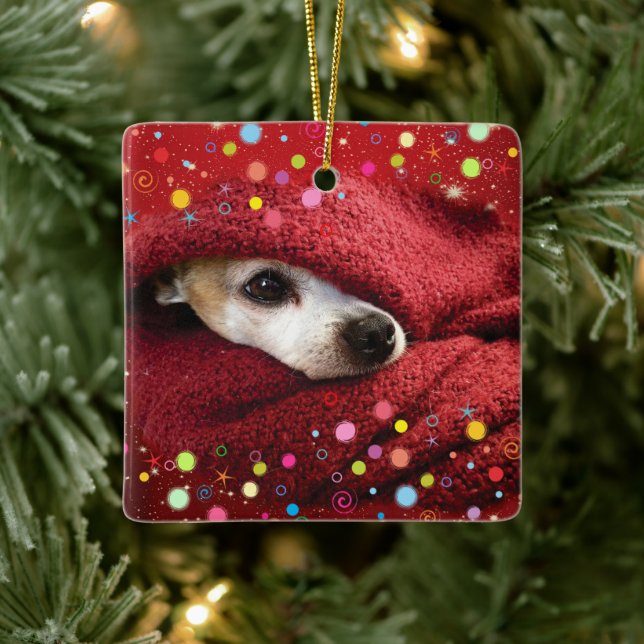 Holiday Chihuahua Ceramic Ornament (Tree)
