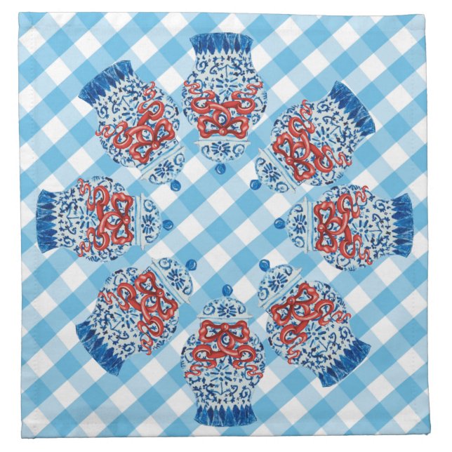 Holiday Chinoiserie Ginger Jar Cloth Napkins (Front)