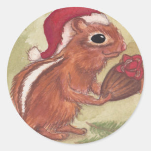Holiday Chipmunks Classic Round Sticker