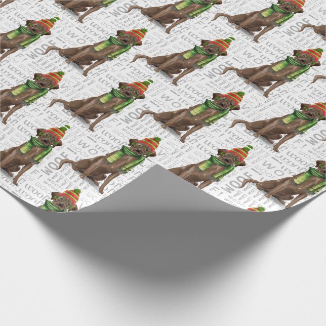 Holiday Chocolate Lab Dog Lover and Woof Wrapping Paper (Corner)