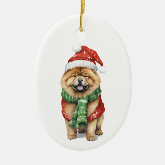Holiday Chow Ornament – Festive Dog Lover Xmas  (Front)