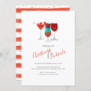 Holiday Christmas and Cocktails Party Drinks Invitation