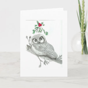 Holiday Christmas Artwork Owl Design Card