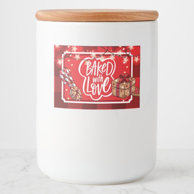 Holiday Christmas Baked with Love Food Label (Front)