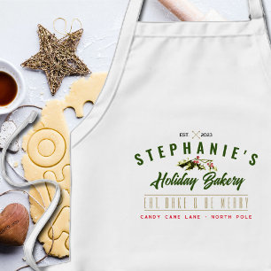 Holiday Christmas Baking Bakery Logo Long Apron