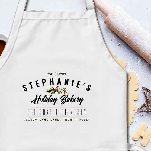Holiday Christmas Baking Bakery Logo Long Apron