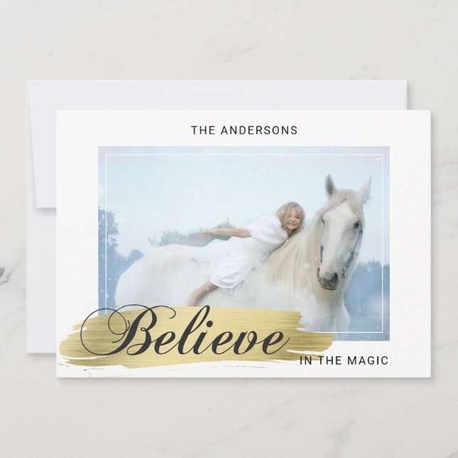 Holiday Christmas BELIEVE in the Magic Gold PHOTO (Front)