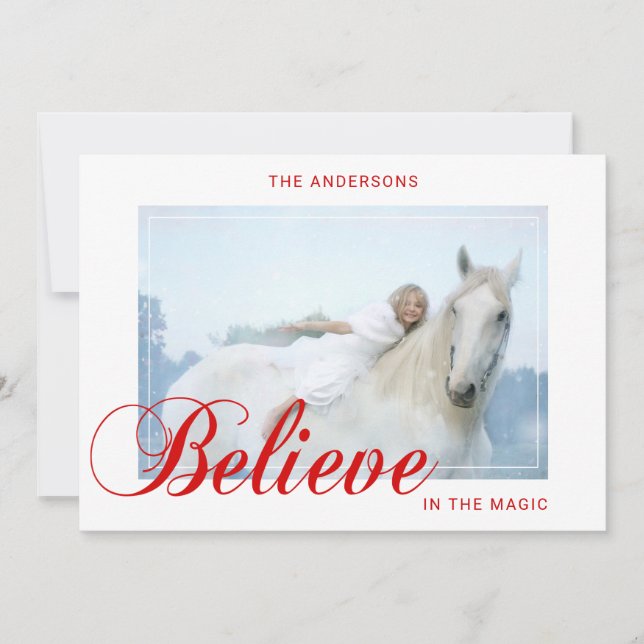 Holiday Christmas BELIEVE in the Magic Red | PHOTO (Front)