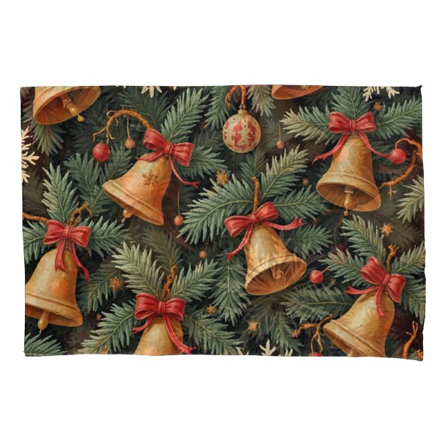 Holiday Christmas Bells Pattern, Pillow Case (Front)