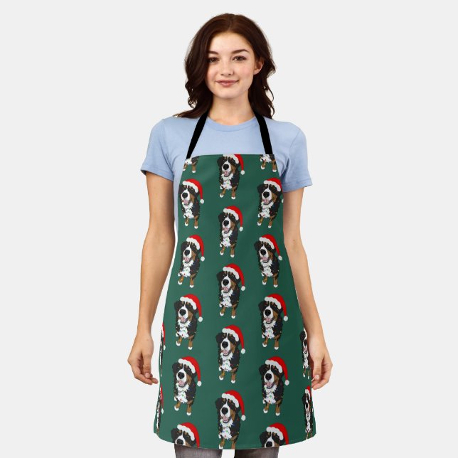 Holiday Christmas Bernese Mountain Dog Apron (Worn)