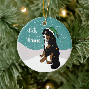 Holiday Christmas Bernese Mountain Dog Ceramic Orn Ceramic Ornament