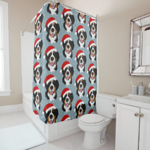 Holiday Christmas Bernese Mountain Dog Shower Curtain