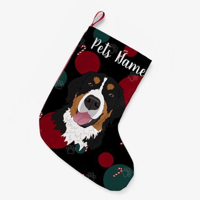 Holiday Christmas Bernese Mountain Dog  Small Christmas Stocking (Front (Hanging))