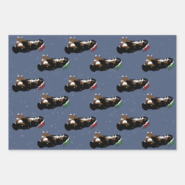 Holiday Christmas Bernese Mountain Dog Wrapping Paper Sheets (Front)
