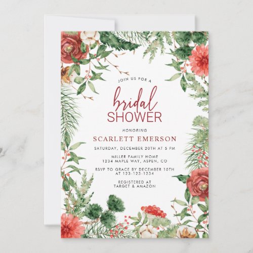 Holiday Christmas Bridal Shower Invitation