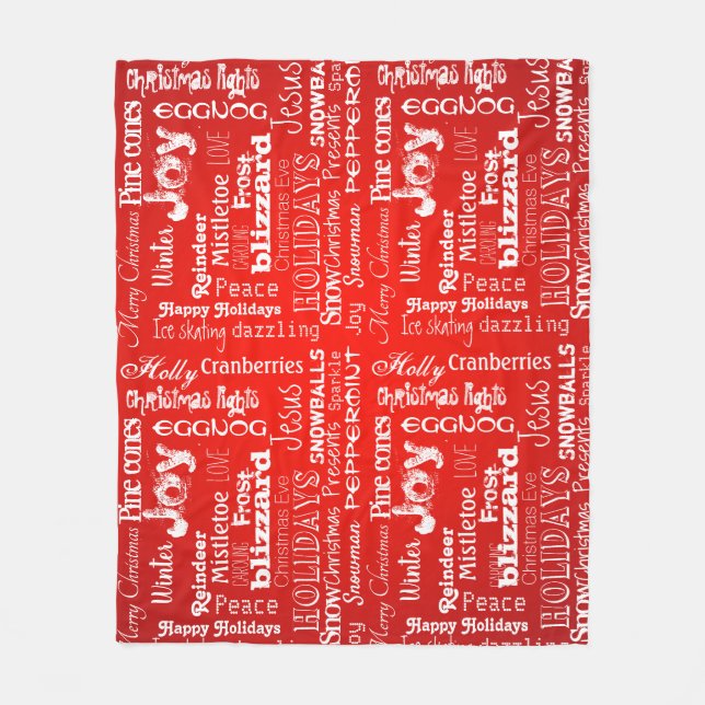 Holiday Christmas buzzwords fireball scarlet red Fleece Blanket (Front)