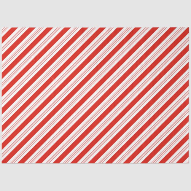 Holiday Christmas candy cane red festive stripes Tissue Paper (Front)