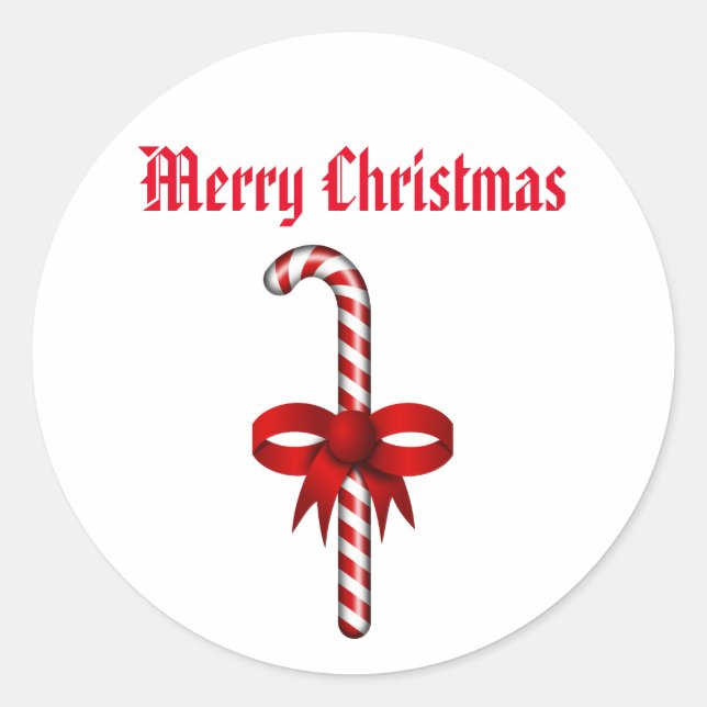 Holiday Christmas Candy Cane Stick Classic Round Sticker (Front)