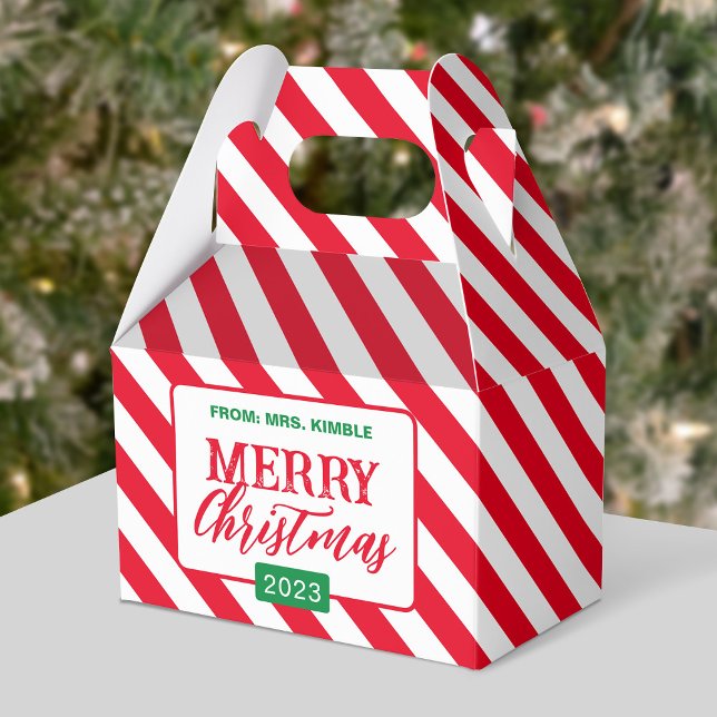 Holiday/Christmas Candy Cane Stripe Gift/Favor Box (Creator Uploaded)