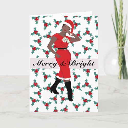 Holiday Christmas Card with vintage Black Woman